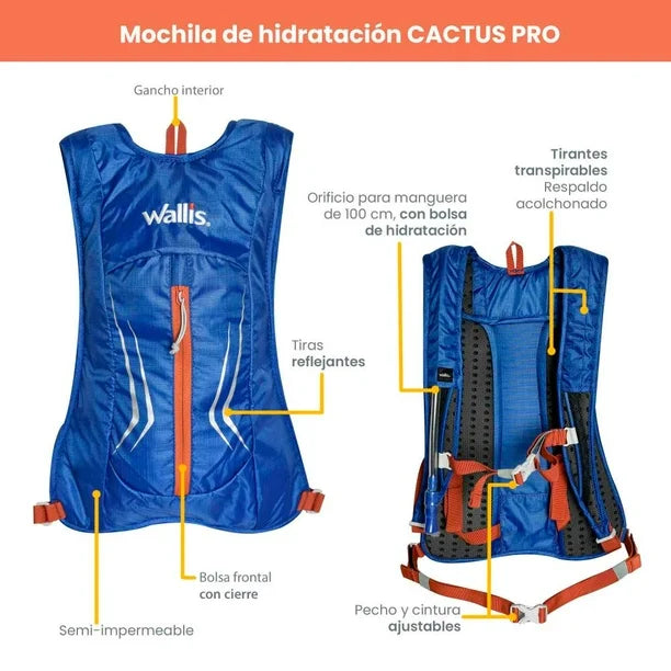 MOCHILA DE HIDRATACIÓN WALLIS CACTUS PRO 1.5L AZUL