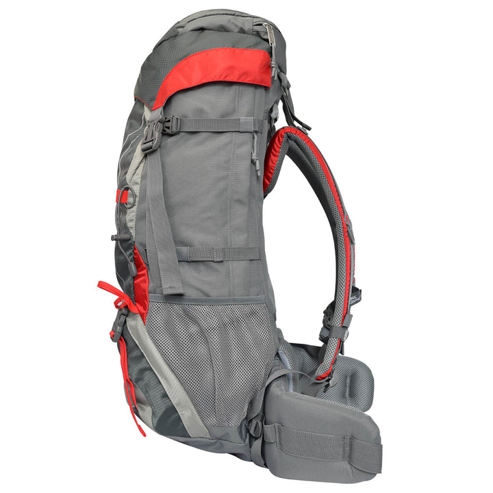 MOCHILA PARA ALTA MONTAÑA LAKE 65 L,NEGRO CON ROJO