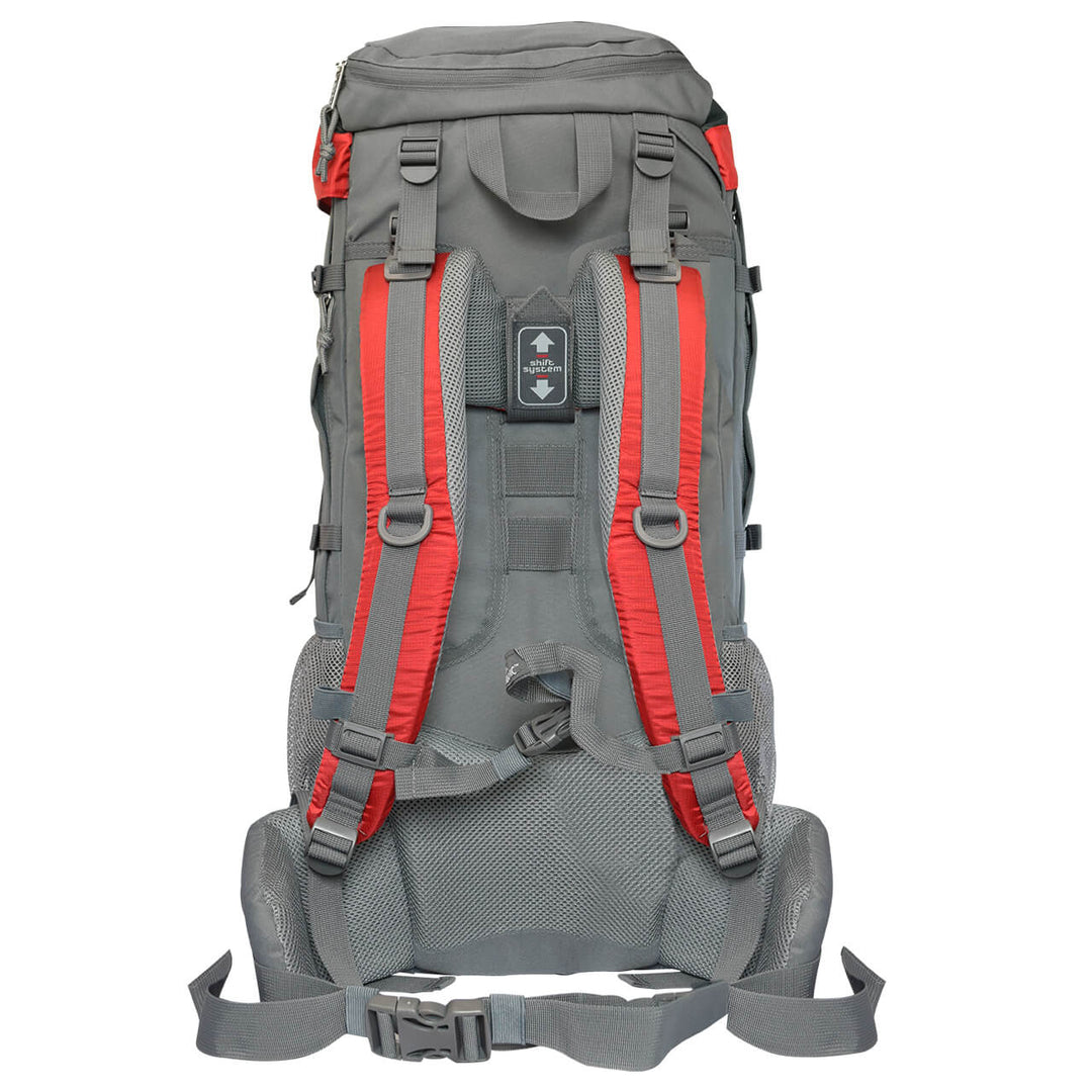 MOCHILA PARA ALTA MONTAÑA LAKE 65 L,NEGRO CON ROJO