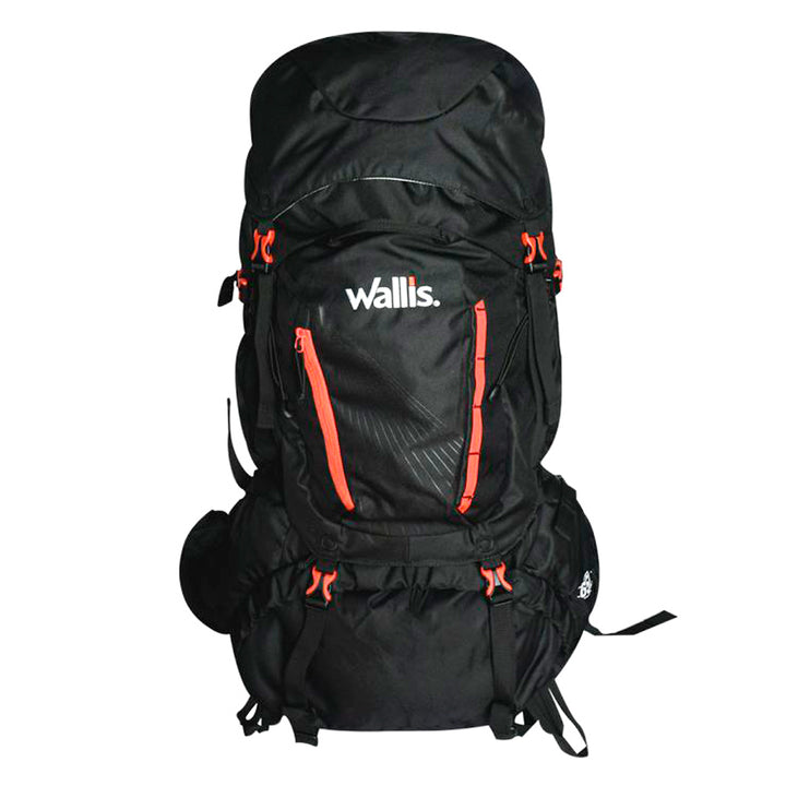 MOCHILA PARA MONTAÑA montana 65L, SEMI-IMPERMEABLE NEGRA