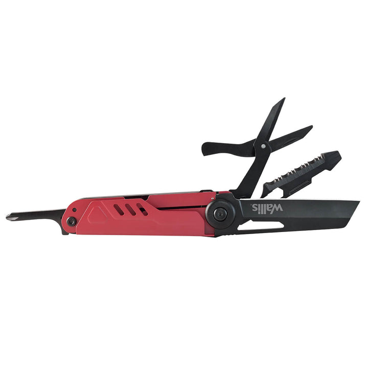 MULTIHERRAMIENTA DE SUPERVIVENCIA ROJO/NEGRO CON MANGO DE ALUMINIO