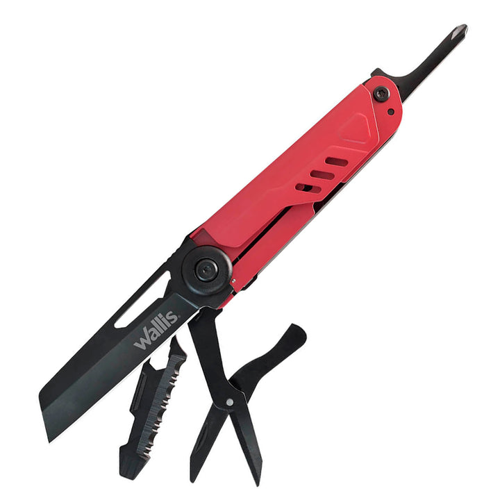 MULTIHERRAMIENTA DE SUPERVIVENCIA ROJO/NEGRO CON MANGO DE ALUMINIO