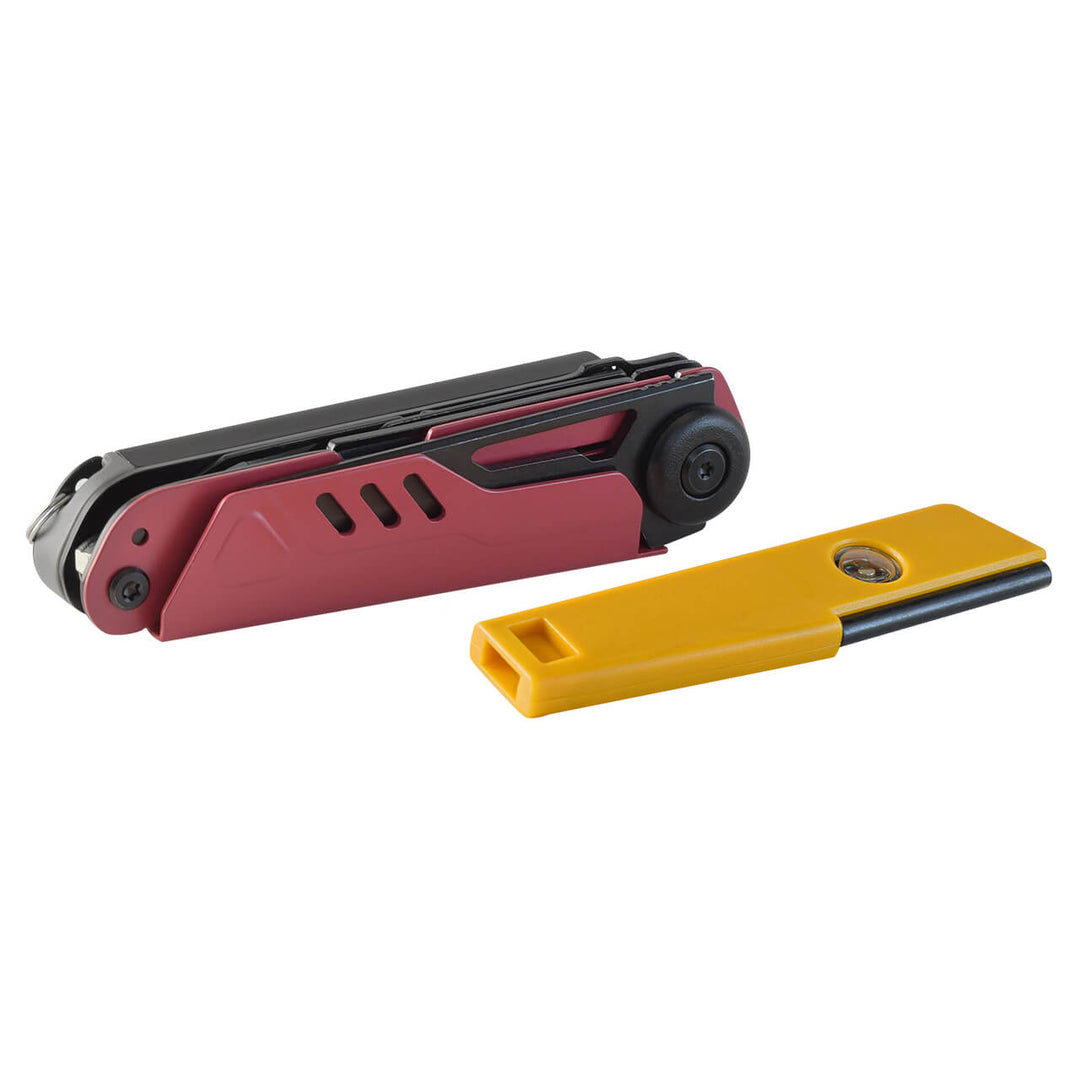MULTIHERRAMIENTA DE SUPERVIVENCIA ROJO/NEGRO CON MANGO DE ALUMINIO