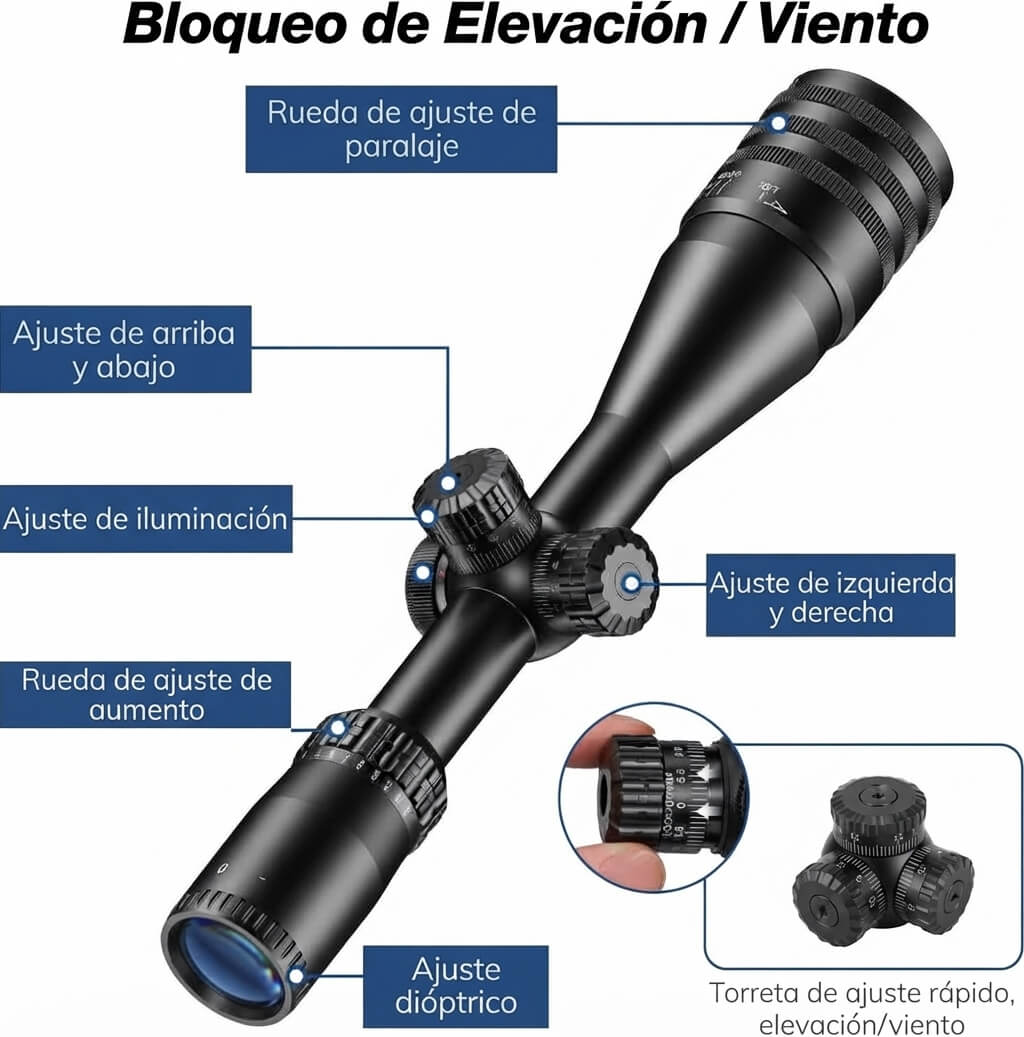Mira Telescópica BESTSIGHT 6-24x50 con ajuste Paralaje y Nivelador