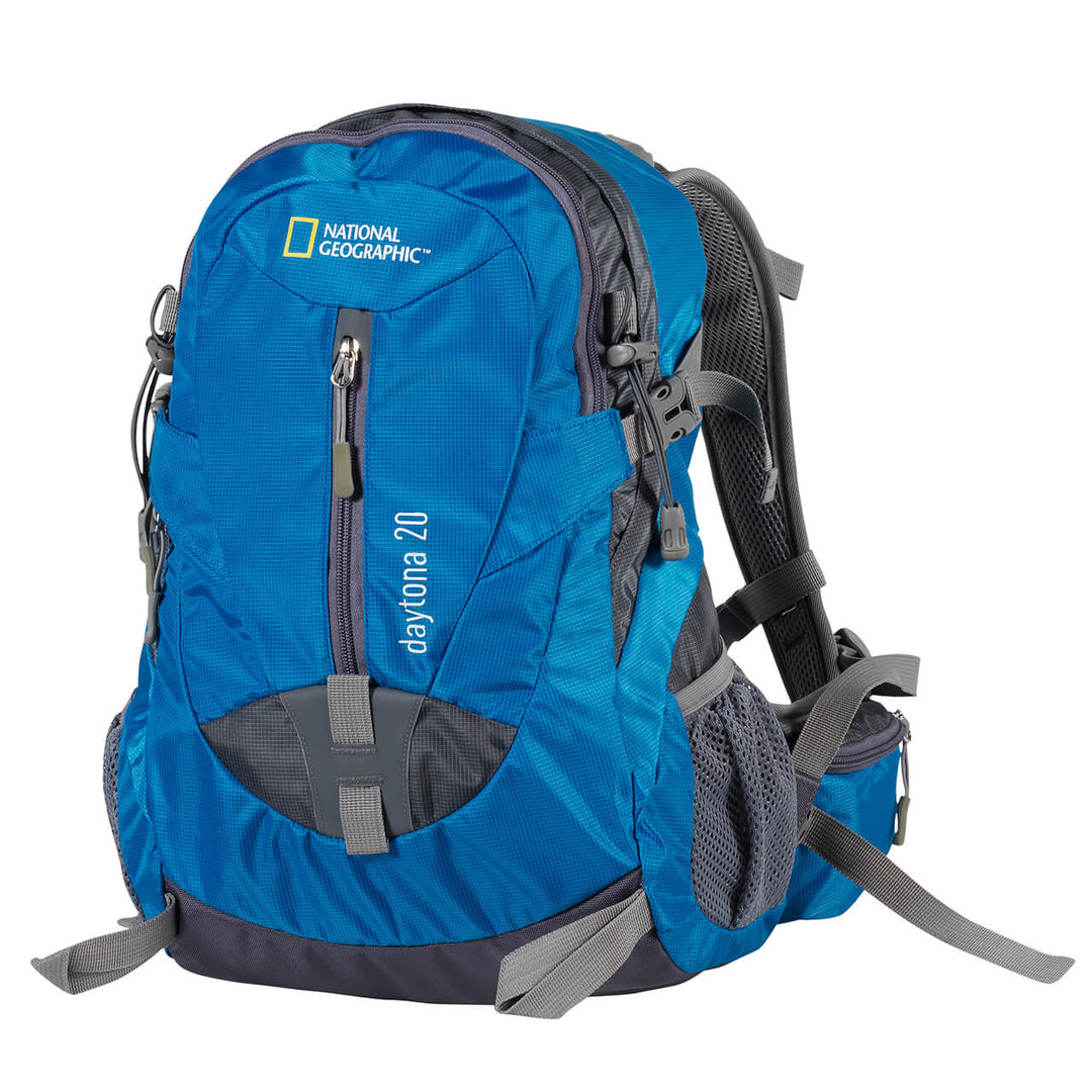 Mochila Para Montaña Nat Geo 20 L Azul/Gris Con Silbato Negro S.O.S.
