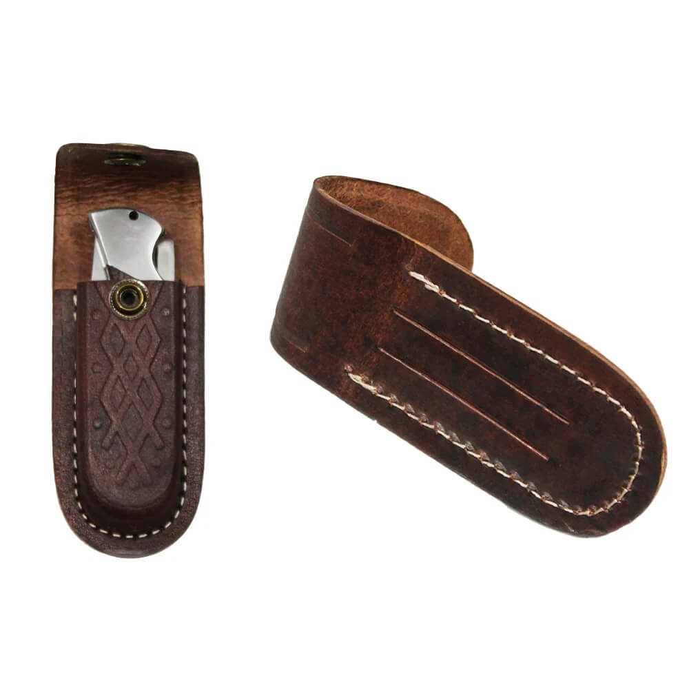 NAVAJA 3" ROSEWOOD hecha a mano con funda de cuero