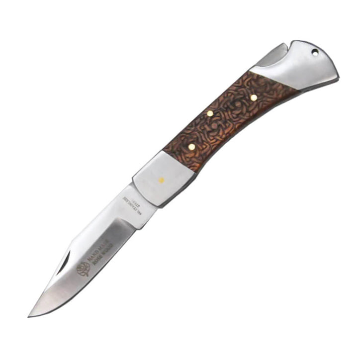NAVAJA 3" ROSEWOOD hecha a mano con funda de cuero