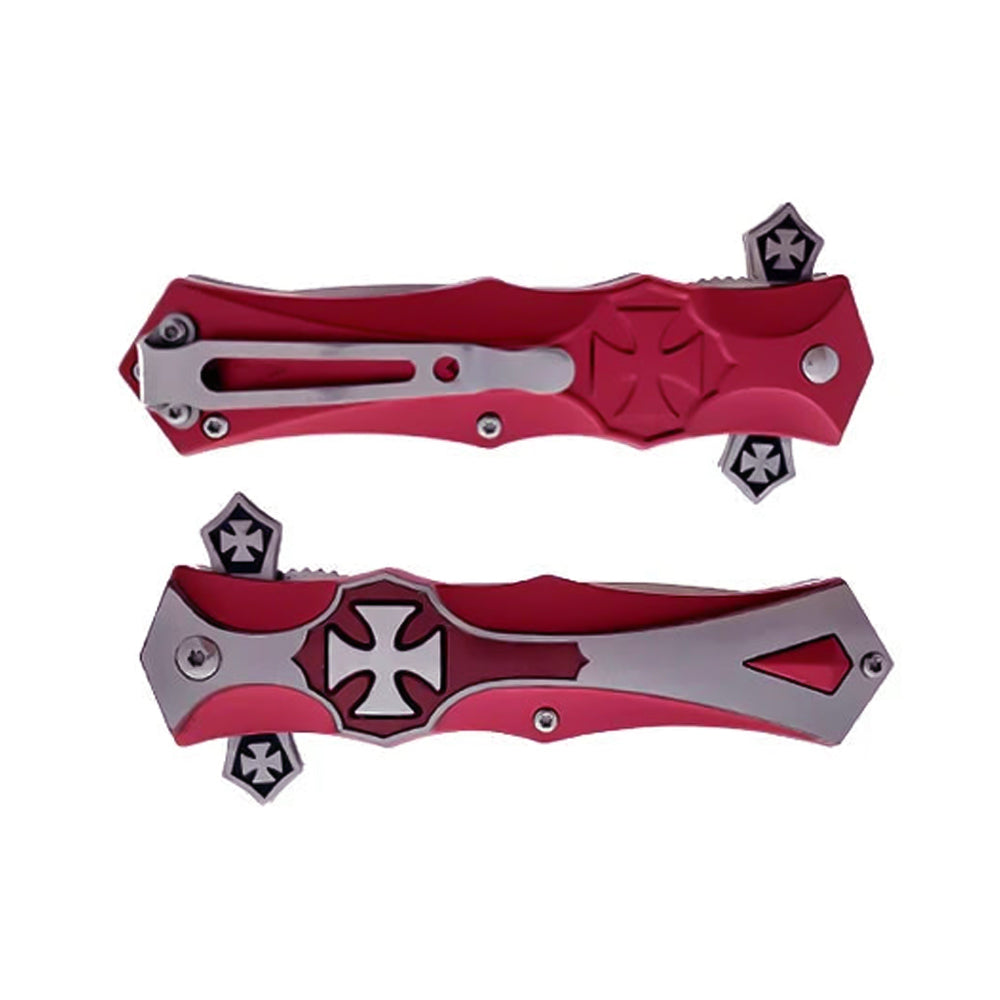 NAVAJA 4.5" CON MANGO CRUZADO RED/CROMADO