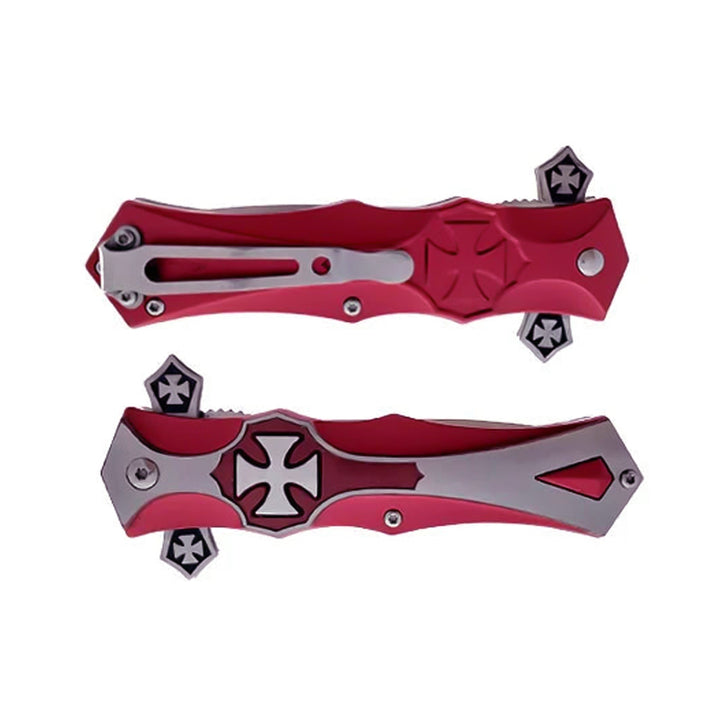 NAVAJA 4.5" CON MANGO CRUZADO RED/CROMADO