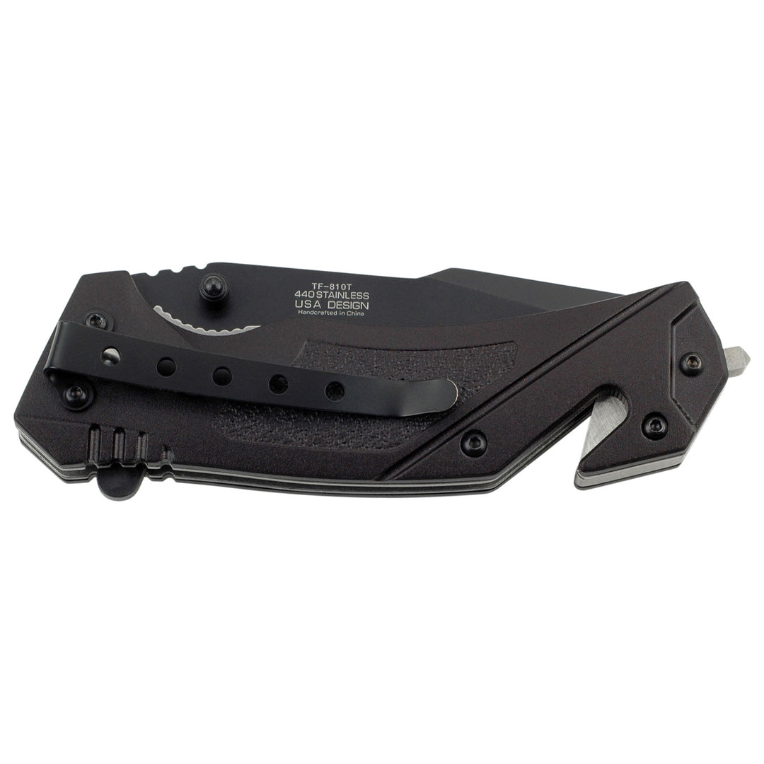 NAVAJA 8.5" Tac-Force Spring Assisted black con cortador de cuerda