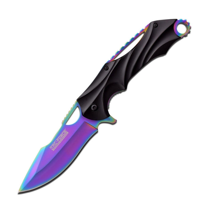 NAVAJA ASISTIDA HOJA RAINBOW TiNite 3CR13 BLACK HANDLE
