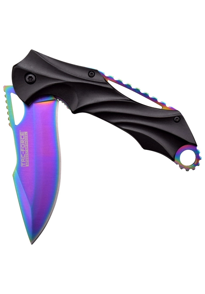 NAVAJA ASISTIDA HOJA RAINBOW TiNite 3CR13 BLACK HANDLE