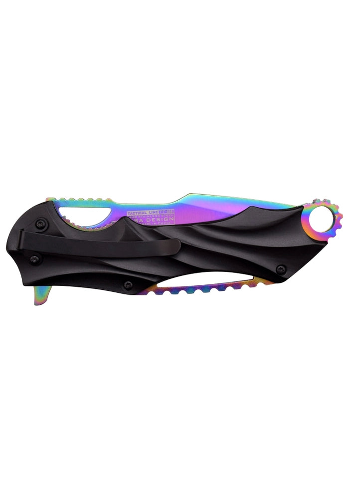 NAVAJA ASISTIDA HOJA RAINBOW TiNite 3CR13 BLACK HANDLE