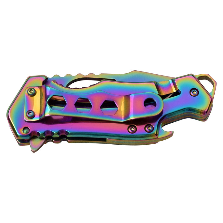 NAVAJA CLIP ACABADO ESPEJO ABRIDOR DE BOTELLA 6" Rainbow