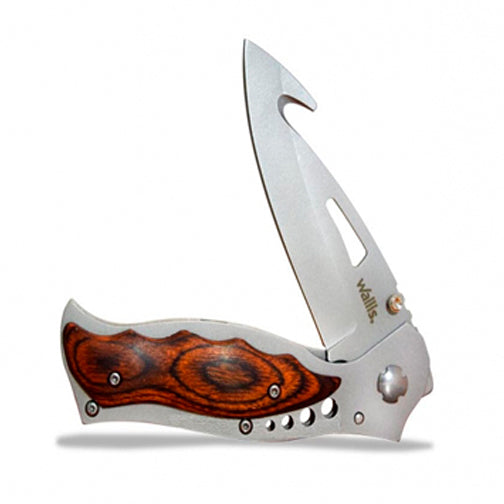 Navaja de bloqueo mango tipo madera con clip, acero inoxidable, dureza 48-52