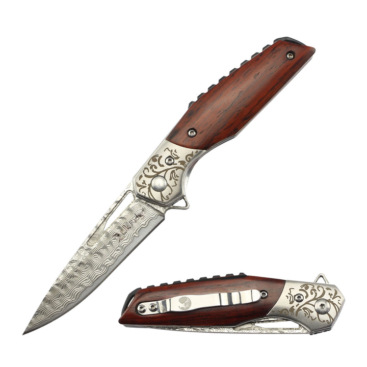 NAVAJA Elk Ridge Damascus Pattern 7" TROPICAL HARDWOOD