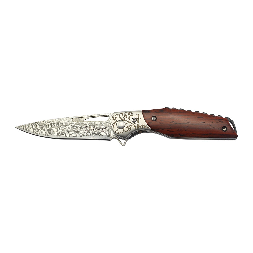 NAVAJA Elk Ridge Damascus Pattern 7" TROPICAL HARDWOOD