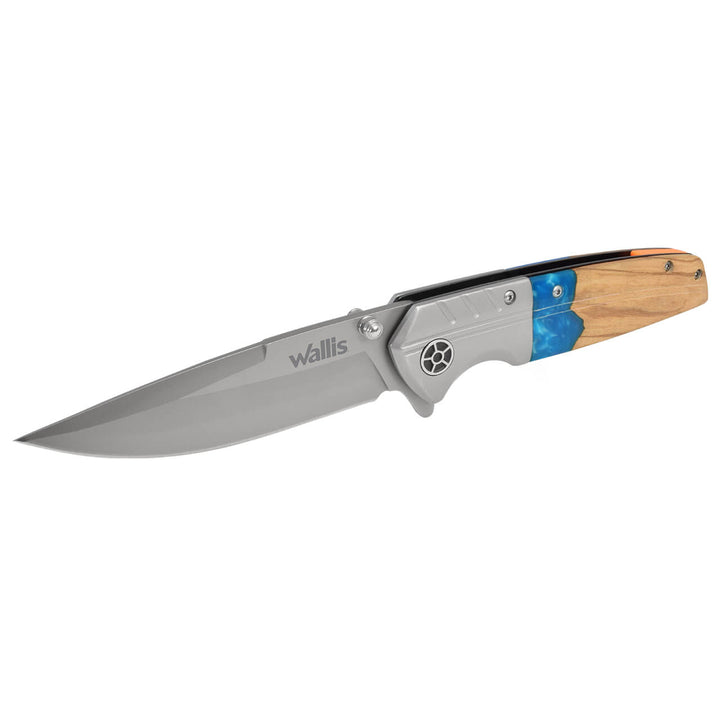 NAVAJA MANGO WOOD OLIVO/AZUL 9CM CON CLIP