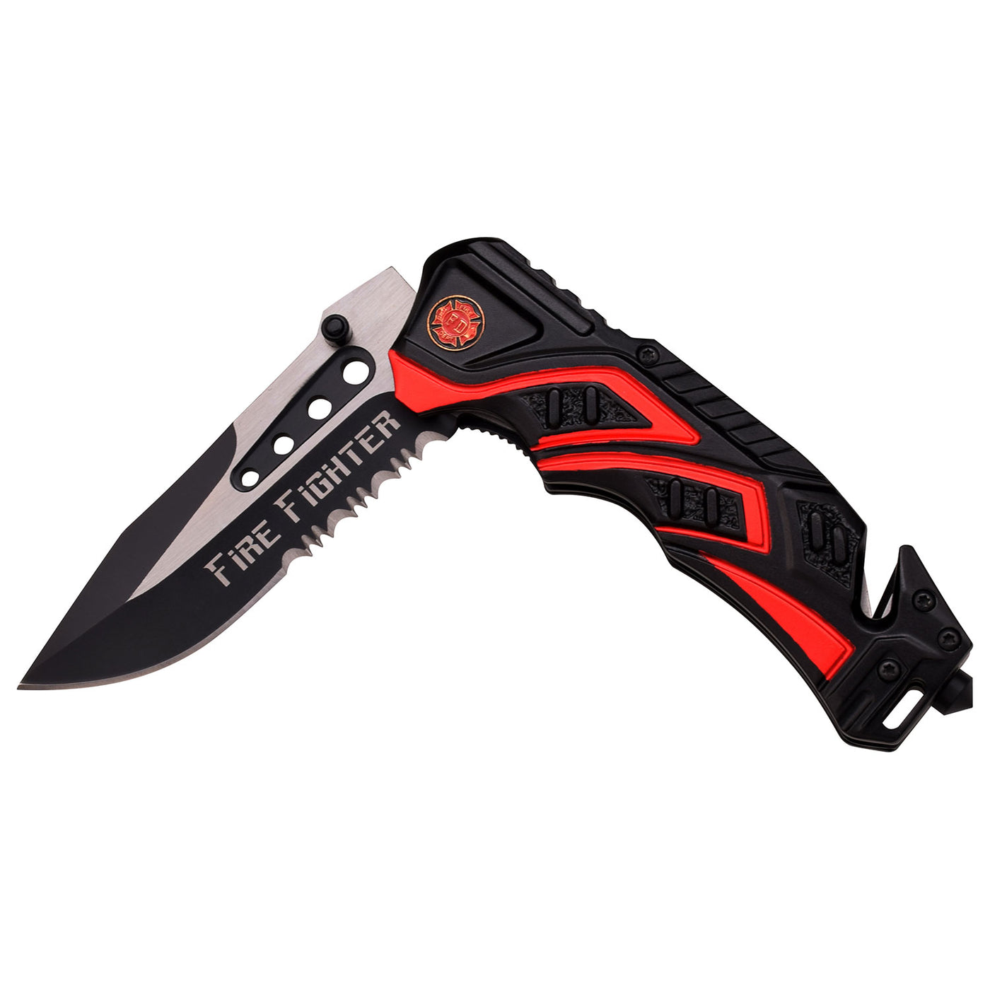 NAVAJA MTech USA 4.5" CLOSED BLACK AND RED TWO TONE ALUM HANDLE