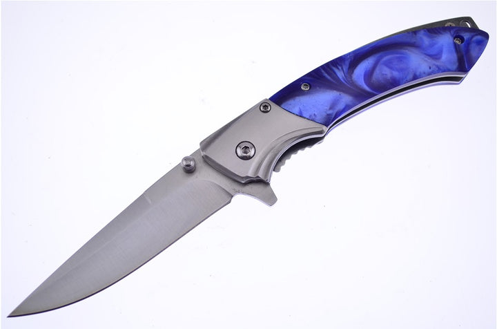 NAVAJA PERLA AZUL ACERO CON CLIP