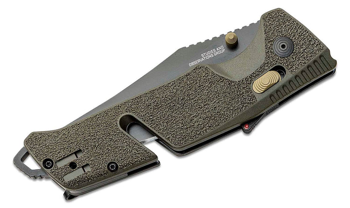 NAVAJA SOG TRIDENT AT OLIVE DRAB PARTIALLY SERRATED