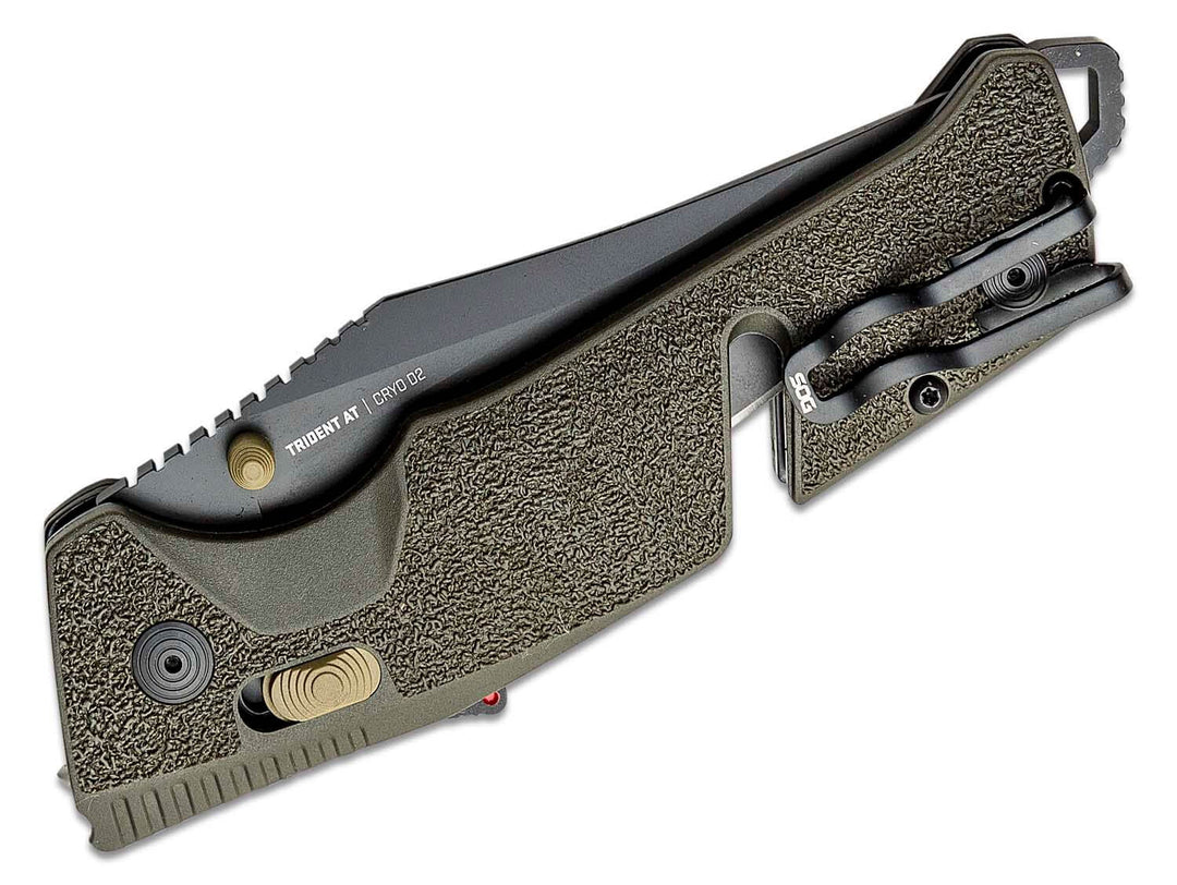 NAVAJA SOG TRIDENT AT OLIVE DRAB PARTIALLY SERRATED