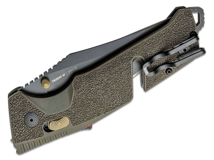 NAVAJA SOG TRIDENT AT OLIVE DRAB PARTIALLY SERRATED