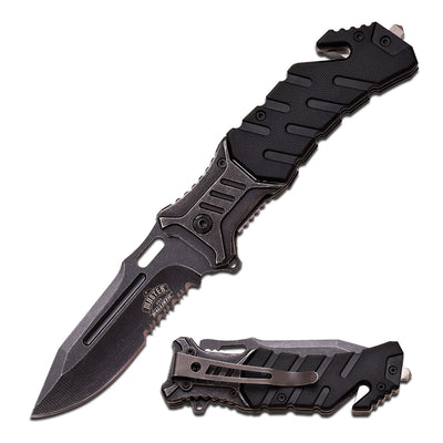 NAVAJA STONEWASHED HALF SERRATED BLADE BLACK GREY