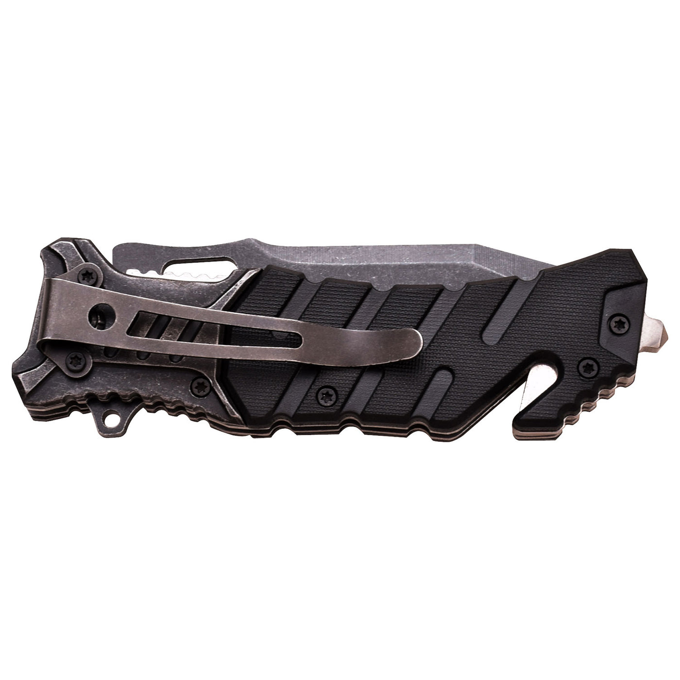 NAVAJA STONEWASHED HALF SERRATED BLADE BLACK GREY