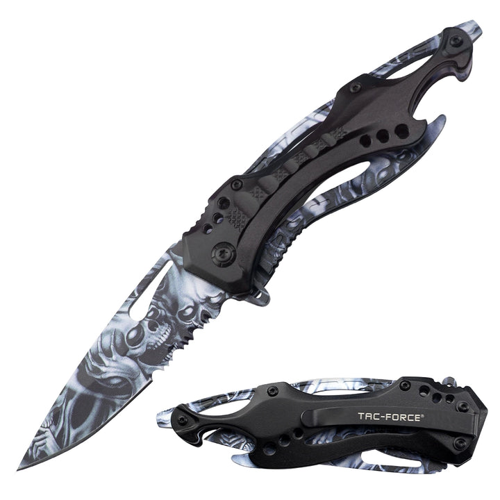 NAVAJA TAC-FORCE DARK SKULL EMBOSSED 8"