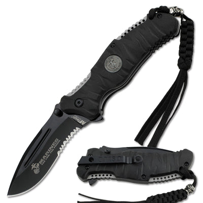 NAVAJA USMC 5" CLOSED BLACK HALF SERRATED BLADE