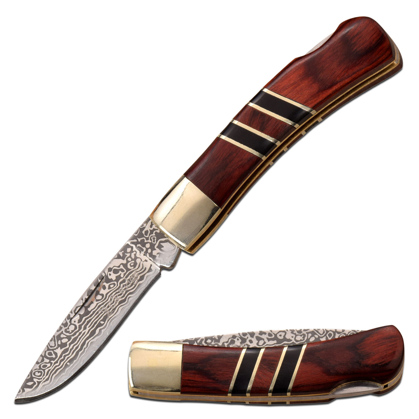 Navaja Damascus 3" PAKKAWOOD