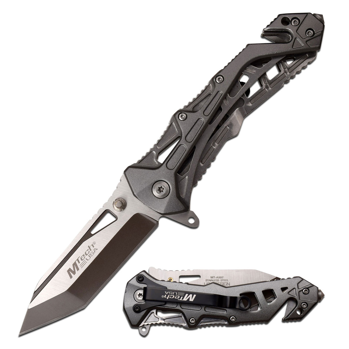 Navaja MTech USA BLACK & SATIN TWO TONE TANTO BLADE