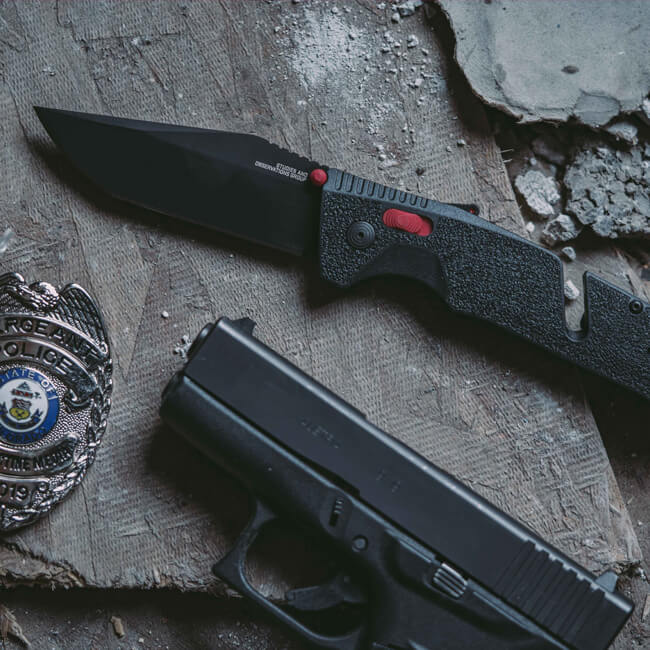 Navaja SOG Trident Mk3 Black Red Plain Blade
