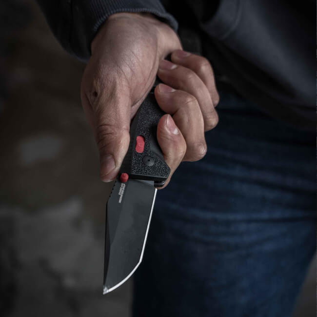 Navaja SOG Trident Mk3 Black Red Plain Blade