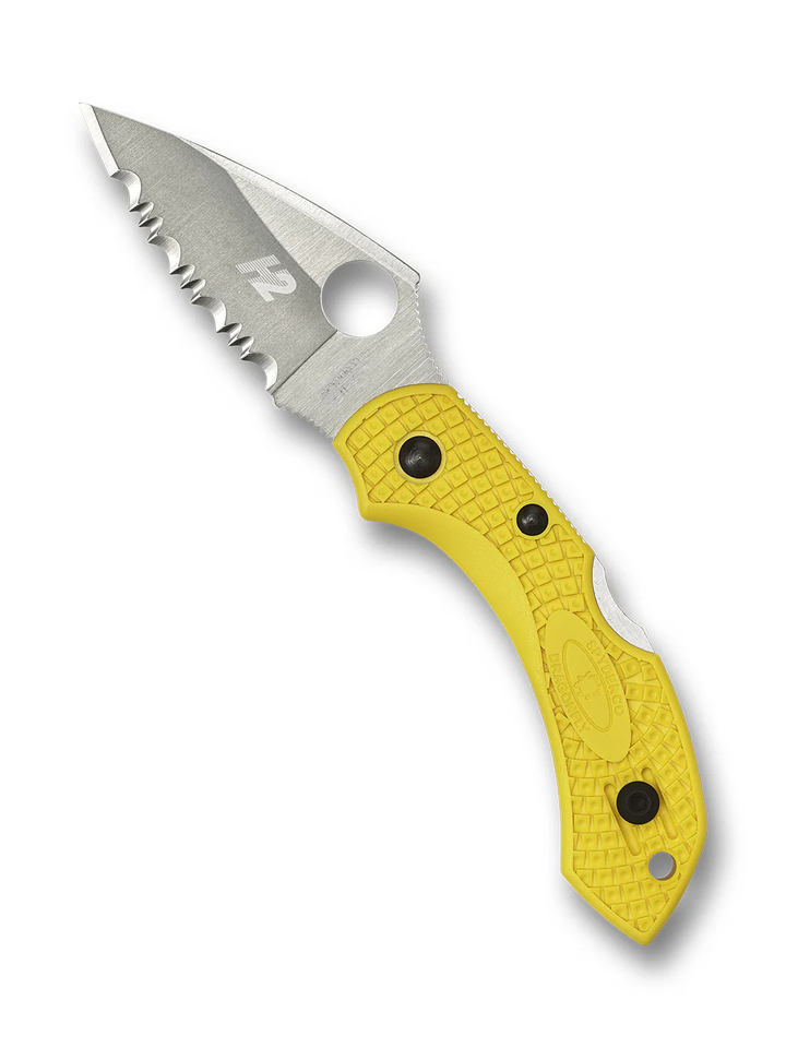 Navaja Spyderco Dragonfly 2 Salt Hoja Serrada de Acero H2, Mango Amarillo