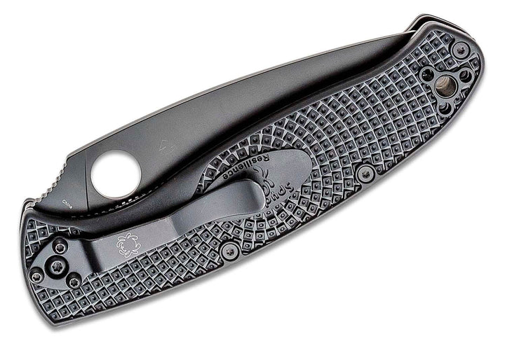 Navaja Spyderco Resilience 4.2" Black Oxide Plain Blade FRN Handles