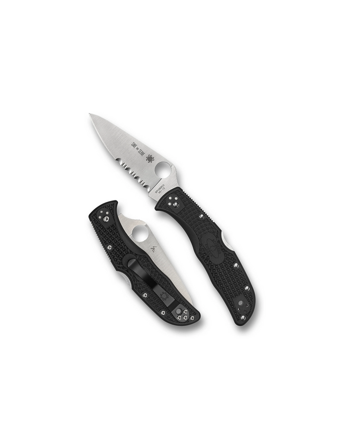 Navaja Spyderco Reveal 8 Endela Tunnel to Towers, Filo Plano Combinado Negra Ligera