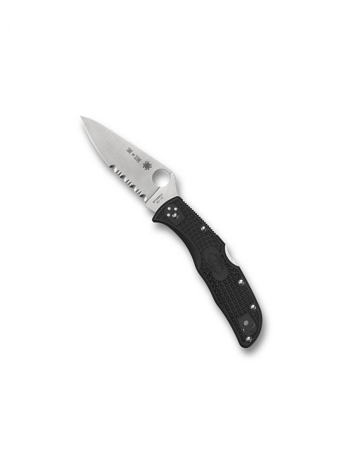 Navaja Spyderco Reveal 8 Endela Tunnel to Towers, Filo Plano Combinado Negra Ligera