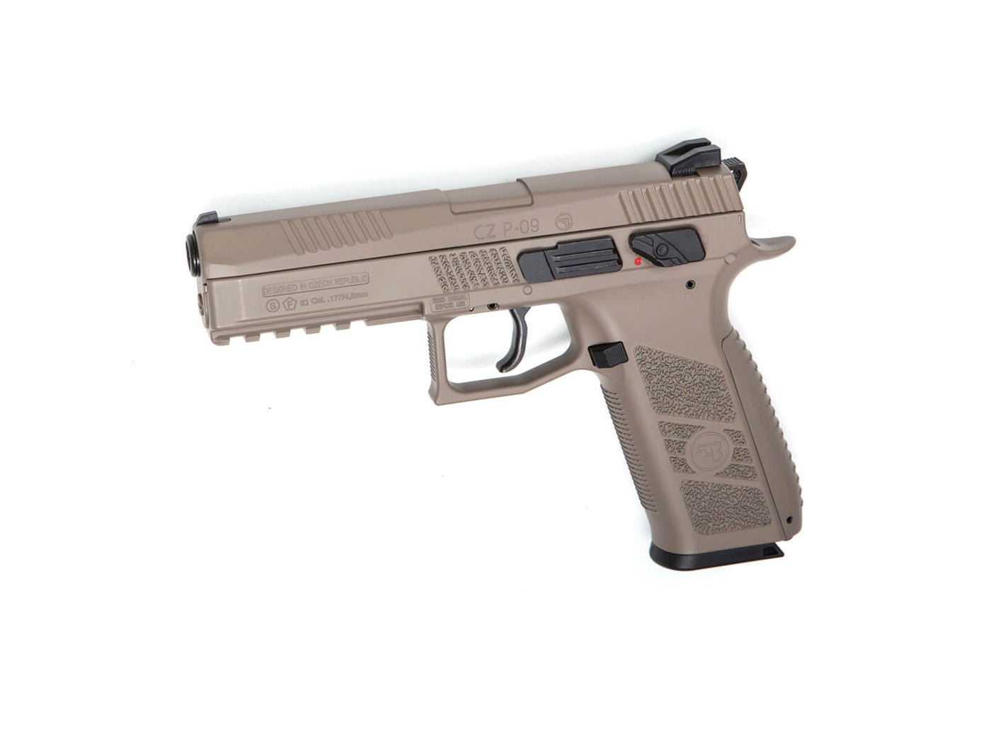 Pistola CO2 CZ P-09 FDE 492 fps cal 4.5mm retroceso ASG DIABOLOS Y MUNICIONES