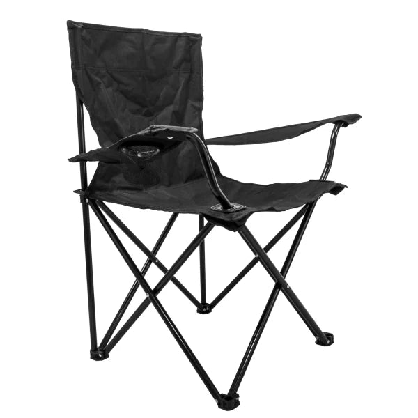 SILLA CAMPING PLEGABLE BLACK CON DESCANSO