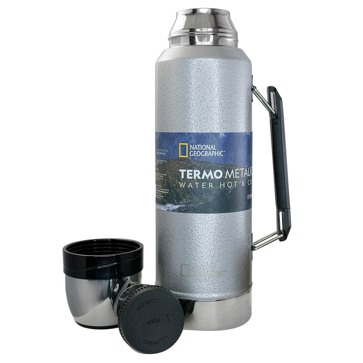 Termo Metálico Nat Geo Acero Inoxidable De 1200 ML Gris