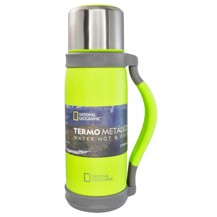 Termo metálico Nat Geo Acero Inoxidable De 1200 ML Verde