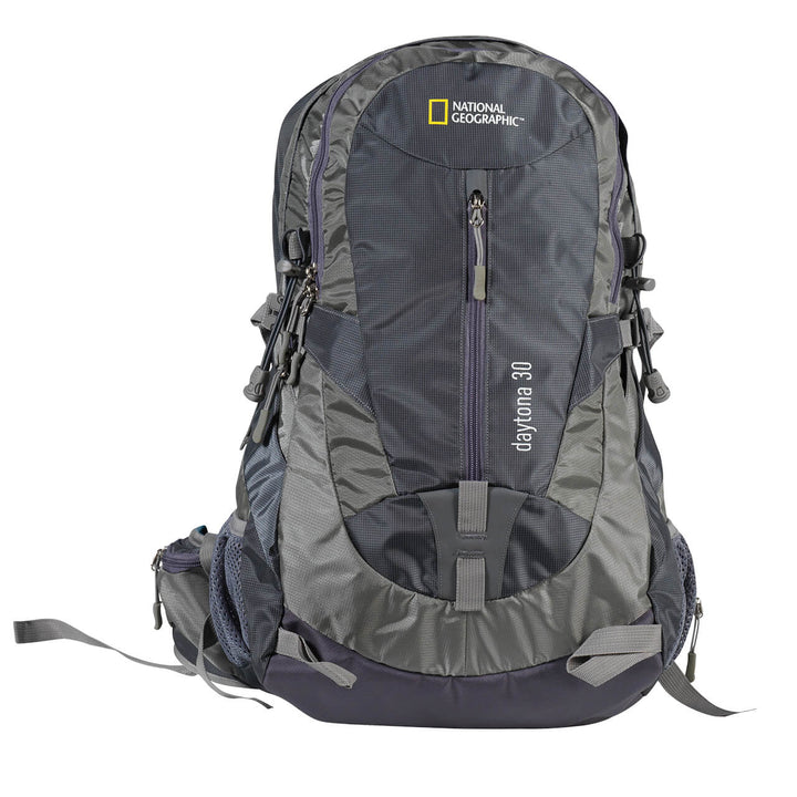 MOCHILA PARA MONTAÑA NAT GEO GRIS DAYTONA 30 LTS CON SILBATO NEGRO S.OS.