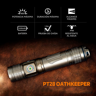 LINTERNA TÁCTICA BRINYTE P28 OATHKEEPER - 1600 LÚMENES DE POTENCIA, EN CAJA DE REGALO Y ACCESORIOS