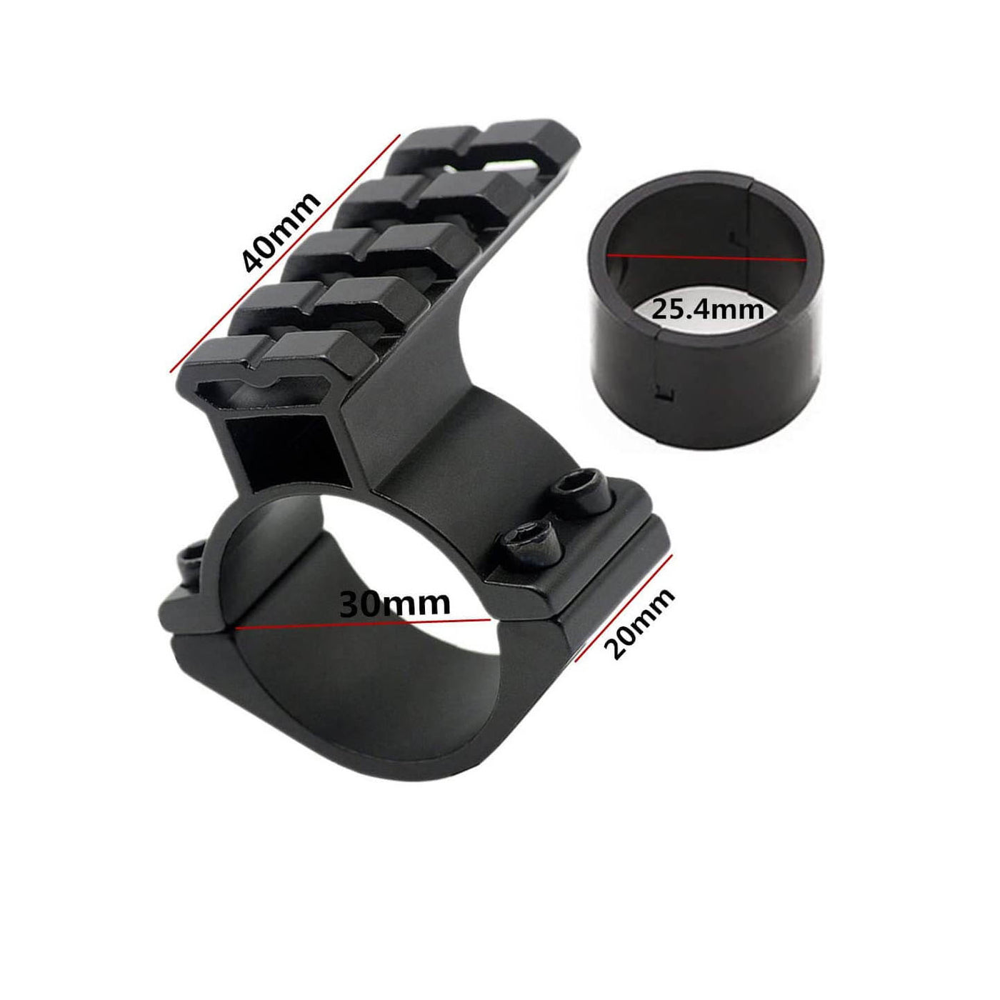 Abrazadera con adaptador para mira 1" y 30mm con riel Picatinny Weaver