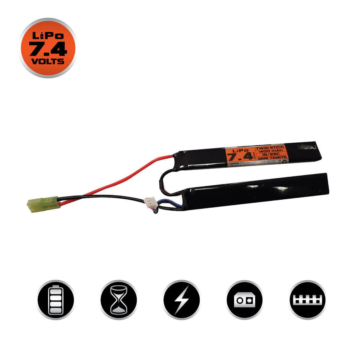Batería Valken Energy LiPo 7.4V 1400mAh 15/25C Twin Stick