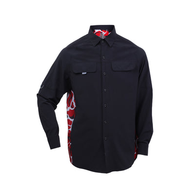 CAMISA NOMADA NEGRO CON ROJO