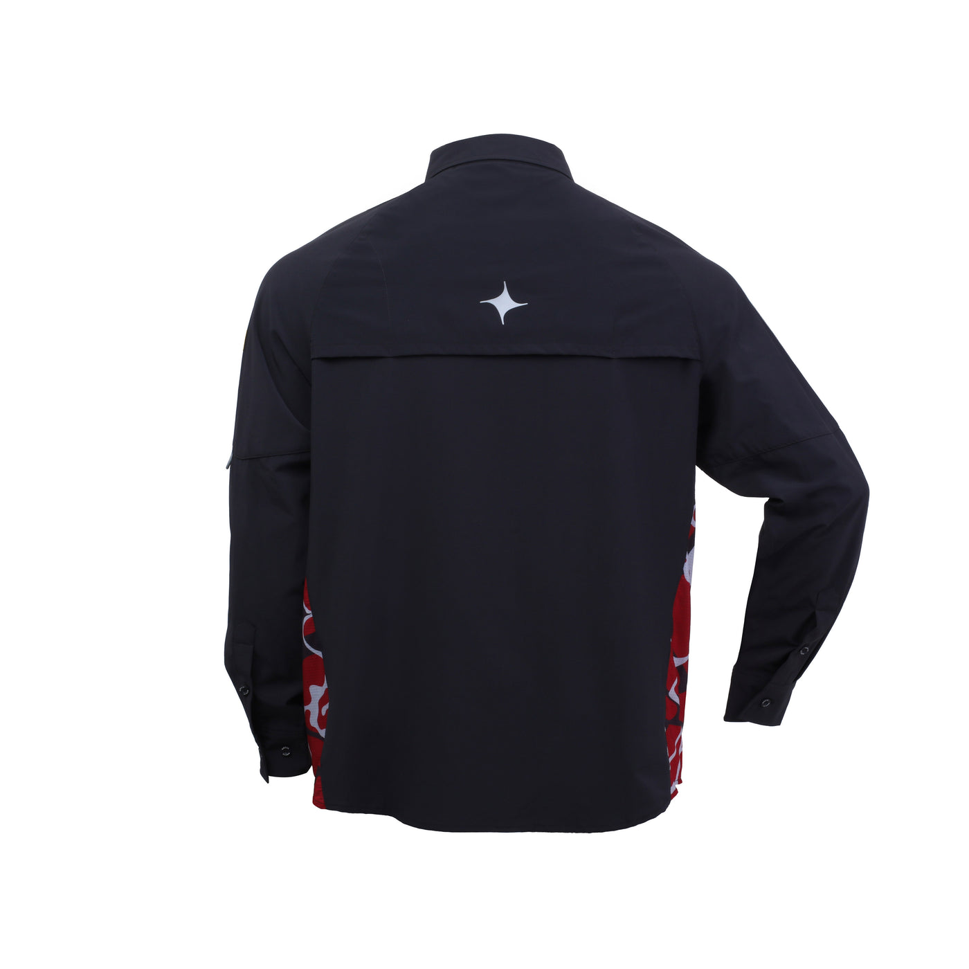 CAMISA NOMADA NEGRO CON ROJO