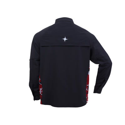 CAMISA NOMADA NEGRO CON ROJO